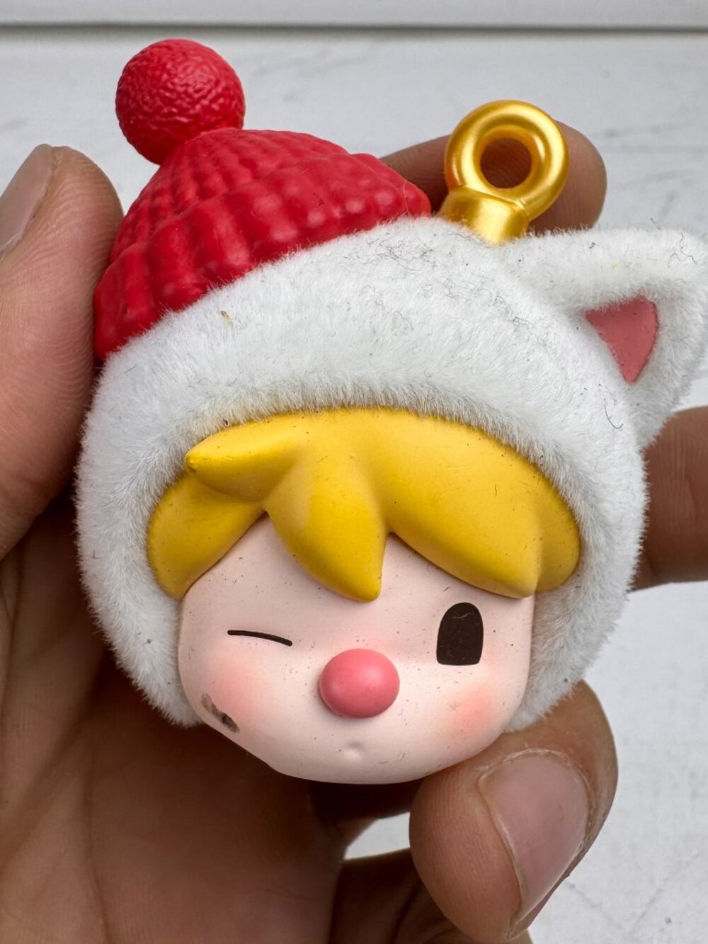 Unbranded Cute Anime Boy Cat Ear Hood Beanie Head Charm Ornament 2" lint